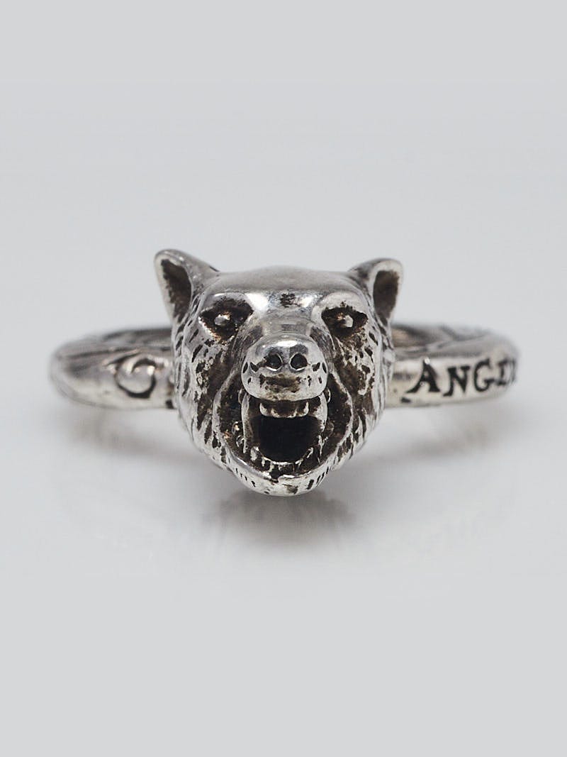 Anger forest wolf deals head ring in silver