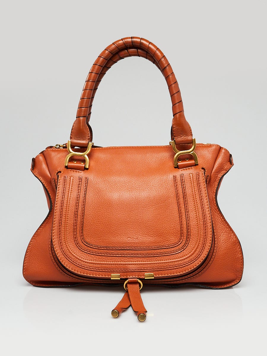 Chloe Orange Leather Medium Marcie Satchel Bag - Yoogi's Closet