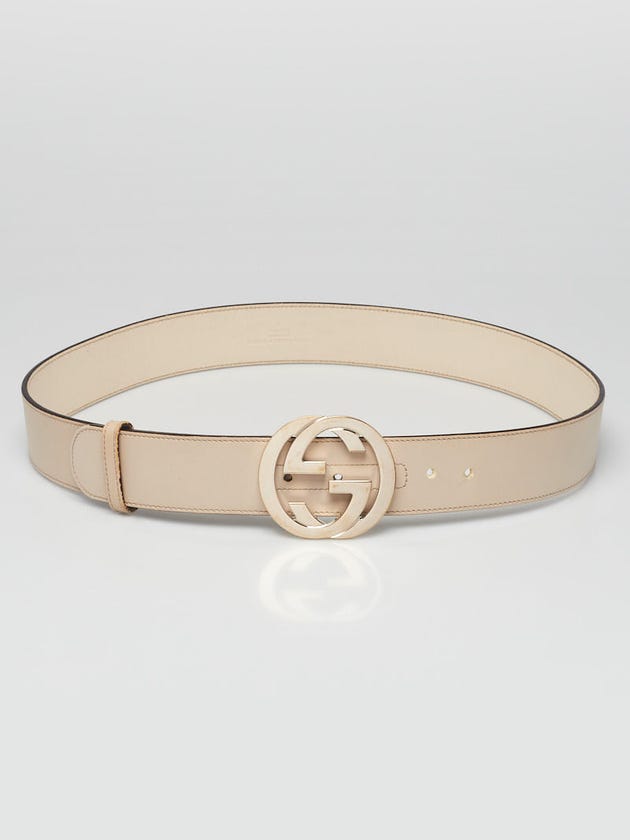 Gucci Beige Smooth Leather Interlocking G Buckle Belt Size 95/38