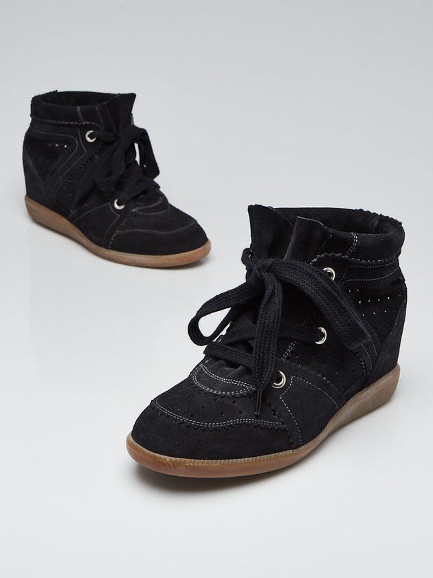 Isabel Marant Black Suede Bobby Sneaker Wedges Size 7.5/38