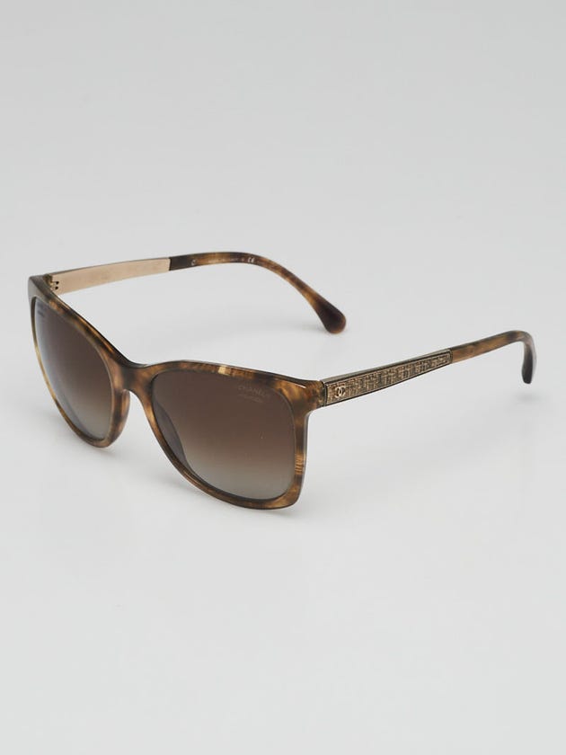 Chanel Light Brown Square Frame Tweed Sunglasses-5348