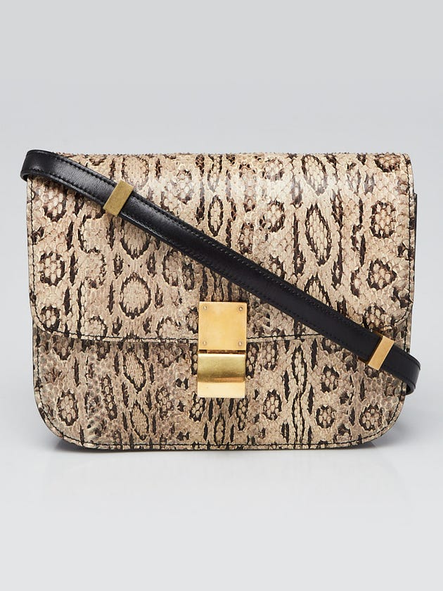 Celine Brown/Black Python and Leather Medium Box Bag