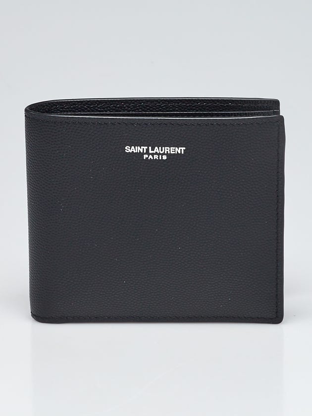 Yves Saint Laurent Black Grained Leather Bi-Fold Wallet