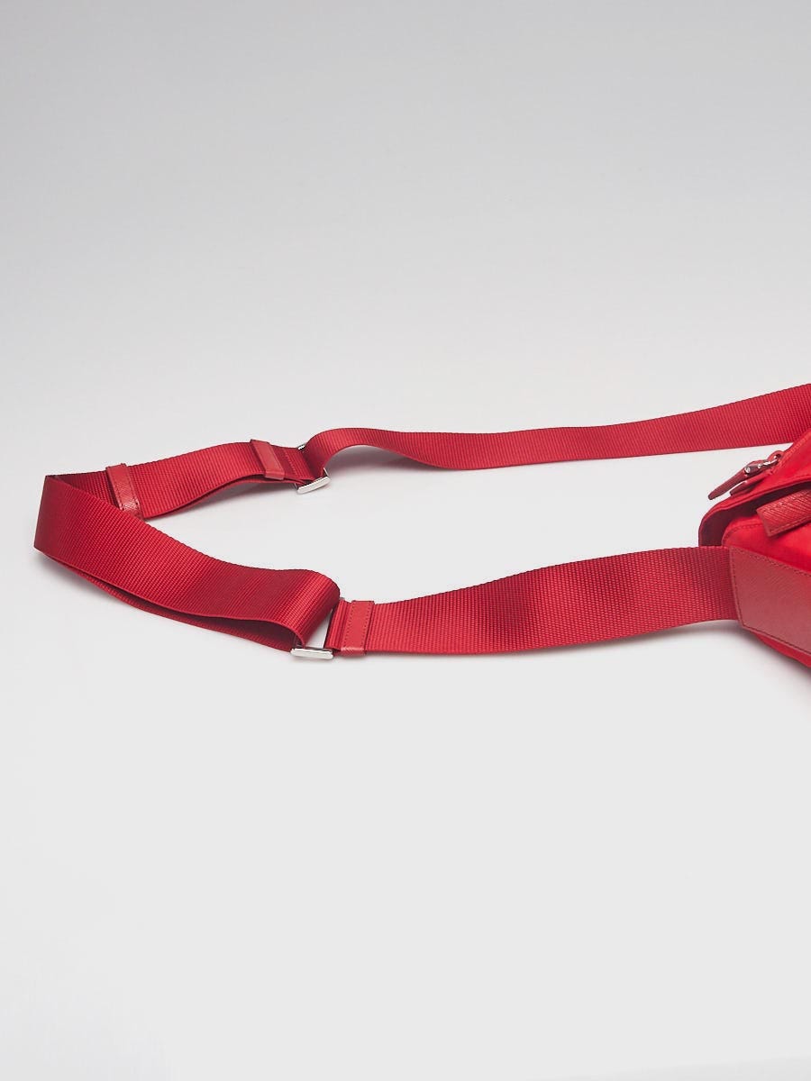 Prada Rosso Vela Nylon and Saffiano Leather Small Messenger Prada Rosso Vela Nylon and Saffiano Leather Small Messenger