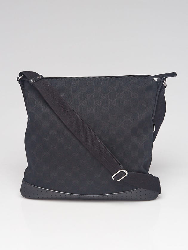 Gucci Black GG Canvas/Leather Perforated Crossbody Bag
