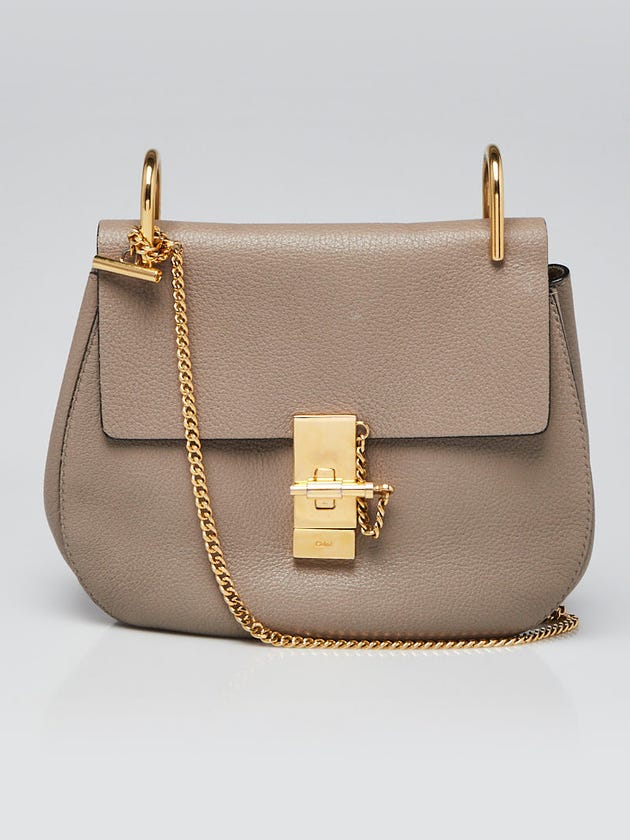 Chloe Motty Grey Pebbled Leather Small Drew Bag