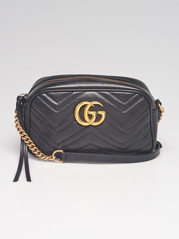 Gucci Black Quilted Leather Marmont Metalasse Small Shoulder Bag
