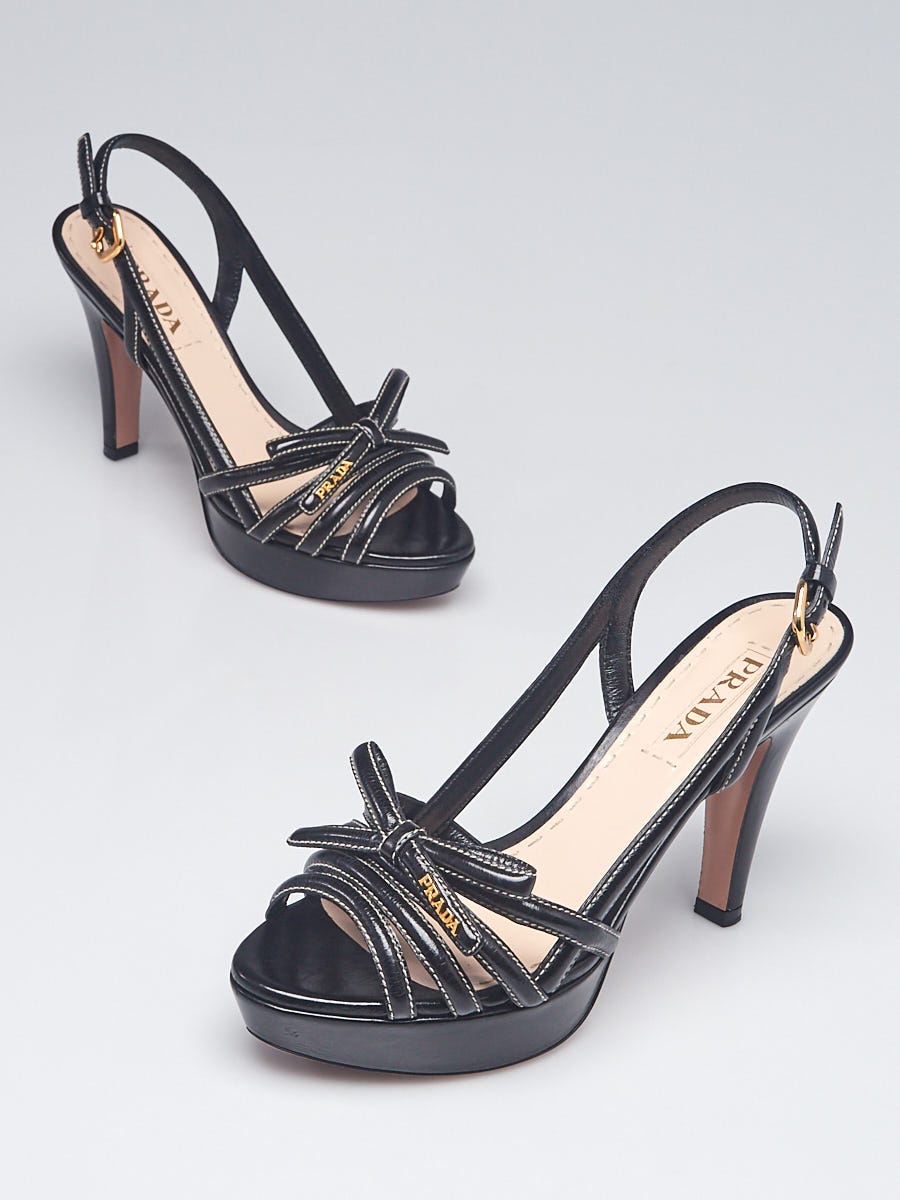 Prada Black Leather Strappy Sandals Size 7.5/38