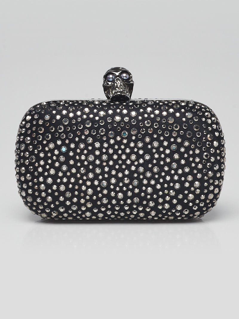 alexander mcqueen black skull clutch