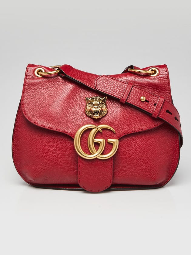 Gucci Red Leather Animalier Flap Shoulder Bag