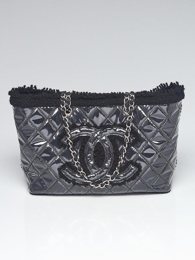 Chanel Black Tweed and Quilted Vinyl CC Logo Tote Bag