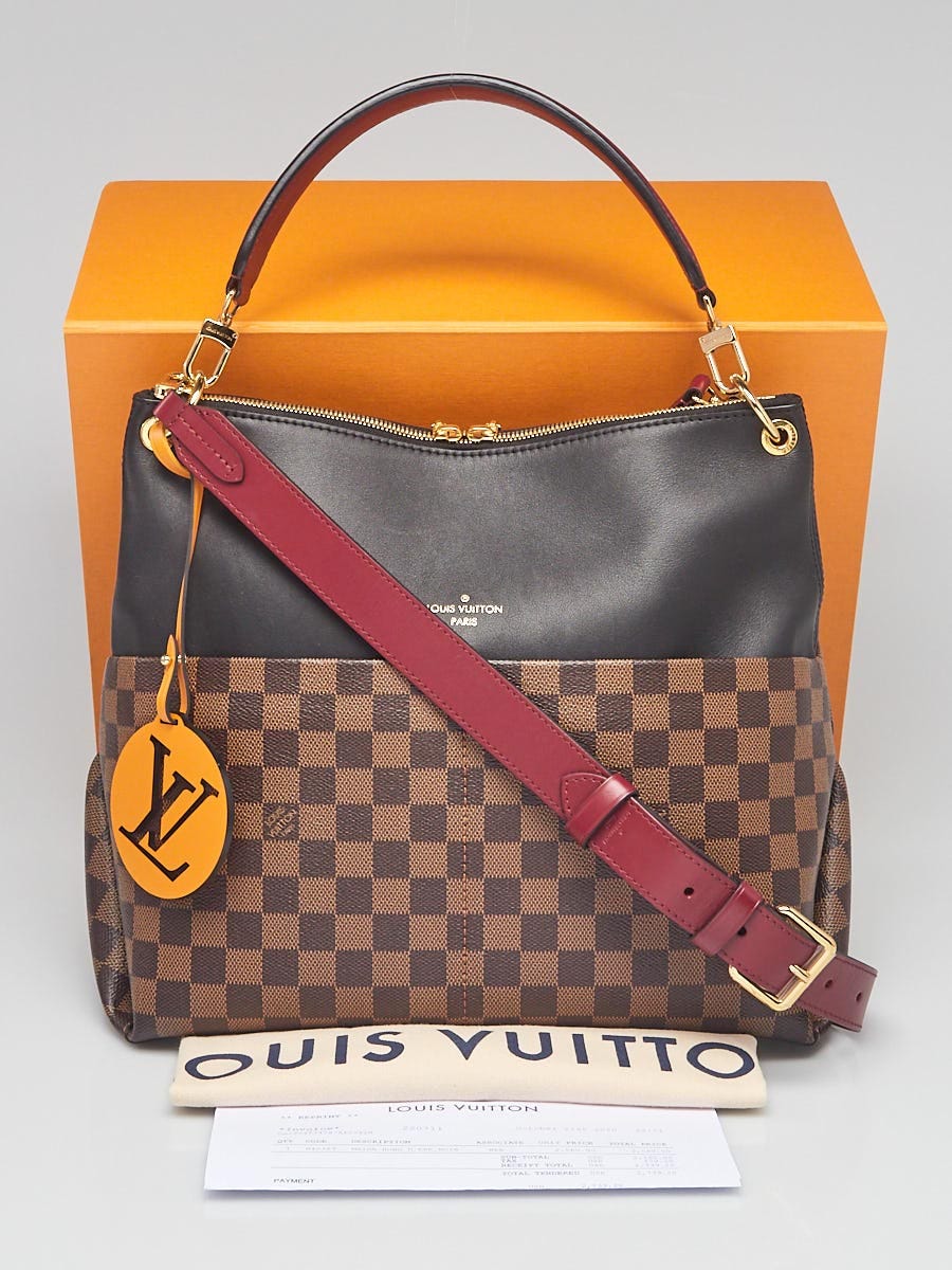 Louis Vuitton Maida, Damier Ebene with Black Leather, Preowned in Box WA001