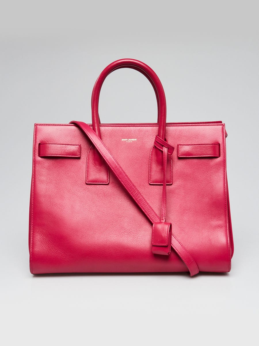 Yves Saint Laurent Red Leather Large Sac de Jour Tote Bag - Yoogi's Closet