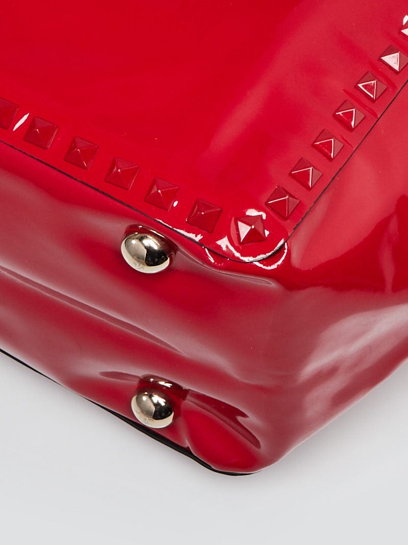 Valentino Red Patent Leather Rockstud Dome Double Handle Bag - Yoogi's  Closet