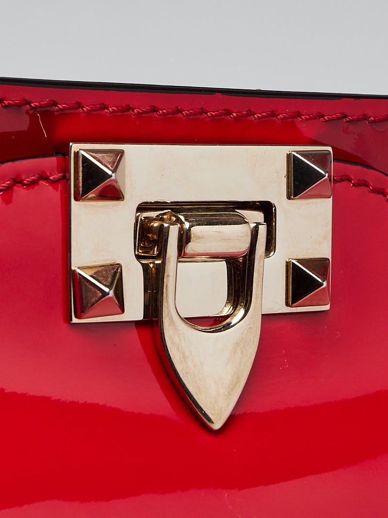 Valentino Red Lambskin Leather Rockstud Spike Belt Bag 85 - Yoogi's Closet