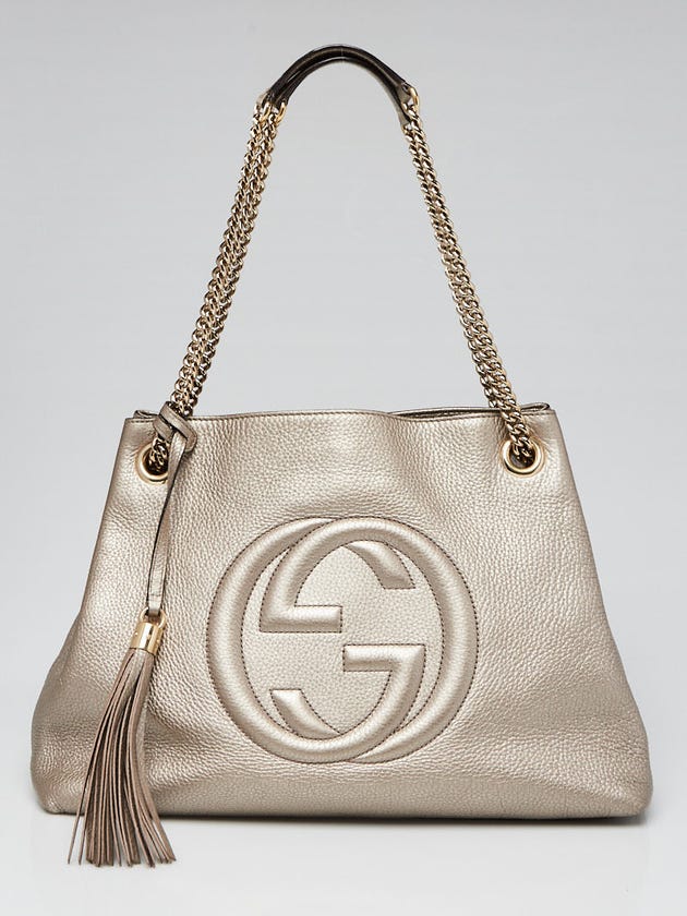 Gucci Gold Pebbled Leather Soho Chain Tote Bag