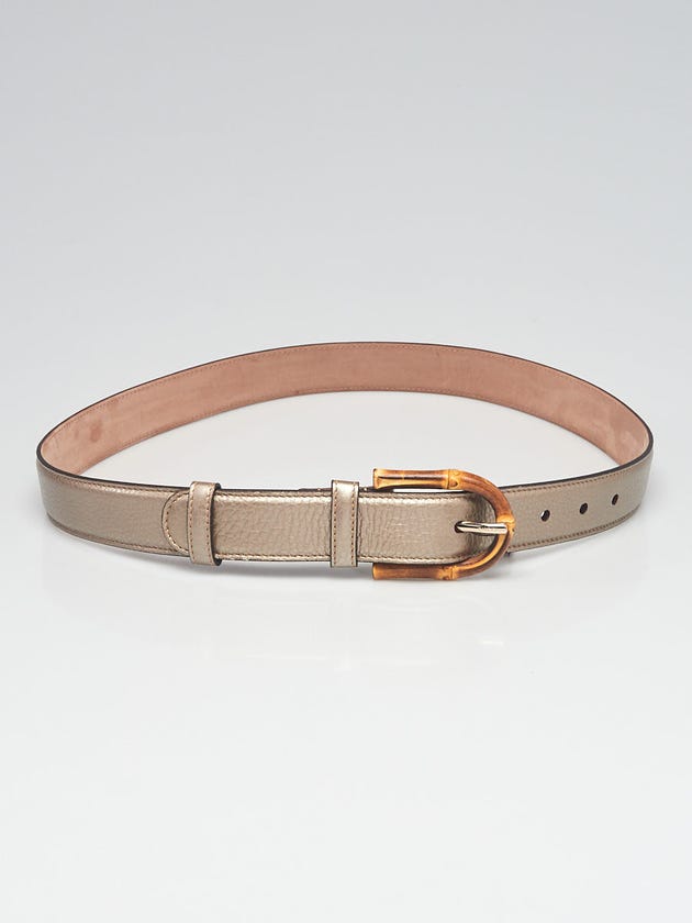 Gucci Light Gold Leather Bamboo Buckle Belt Size 85/34
