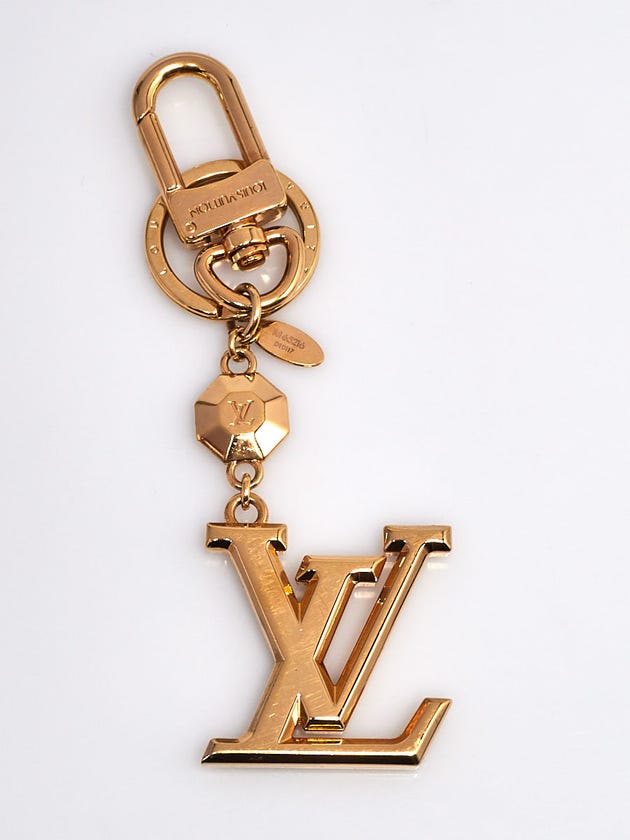 Louis Vuitton Goldtone Metal LV Facettes Key Holder and Bag Charm