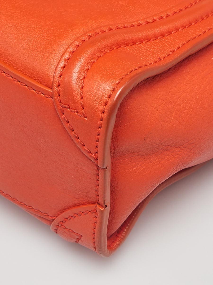 Celine Orange Smooth Calfskin Leather Nano Luggage Tote Bag Celine Orange Smooth Calfskin Leather Nano Luggage Tote Bag