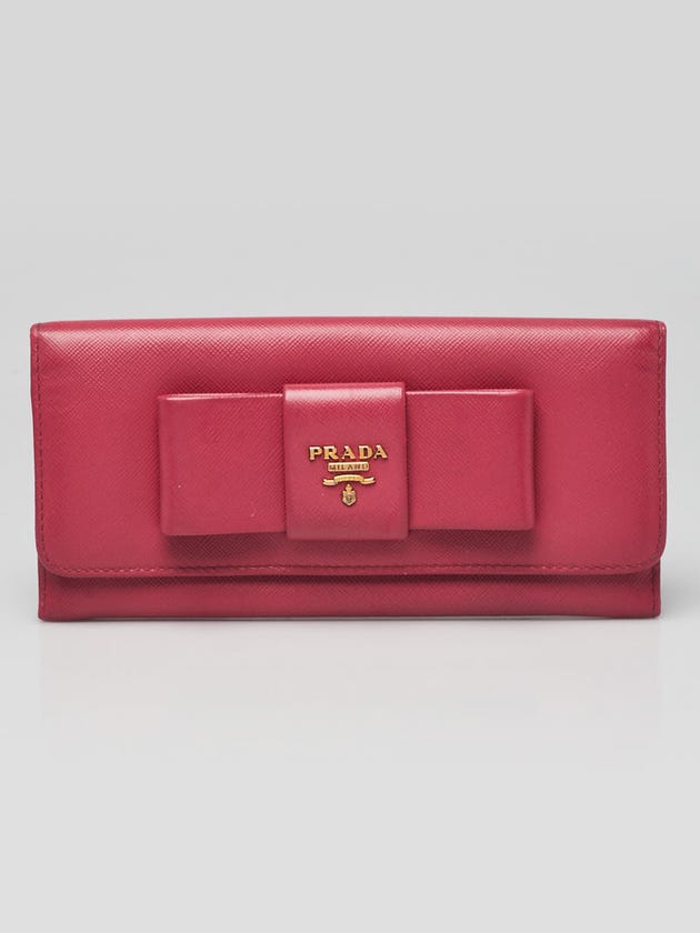 Prada Peonia Saffiano Leather Continental Bow Wallet