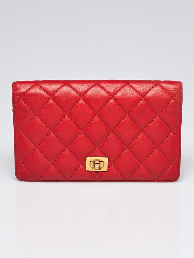Chanel Red Quilted Lambskin Leather Reissue L Yen Wallet