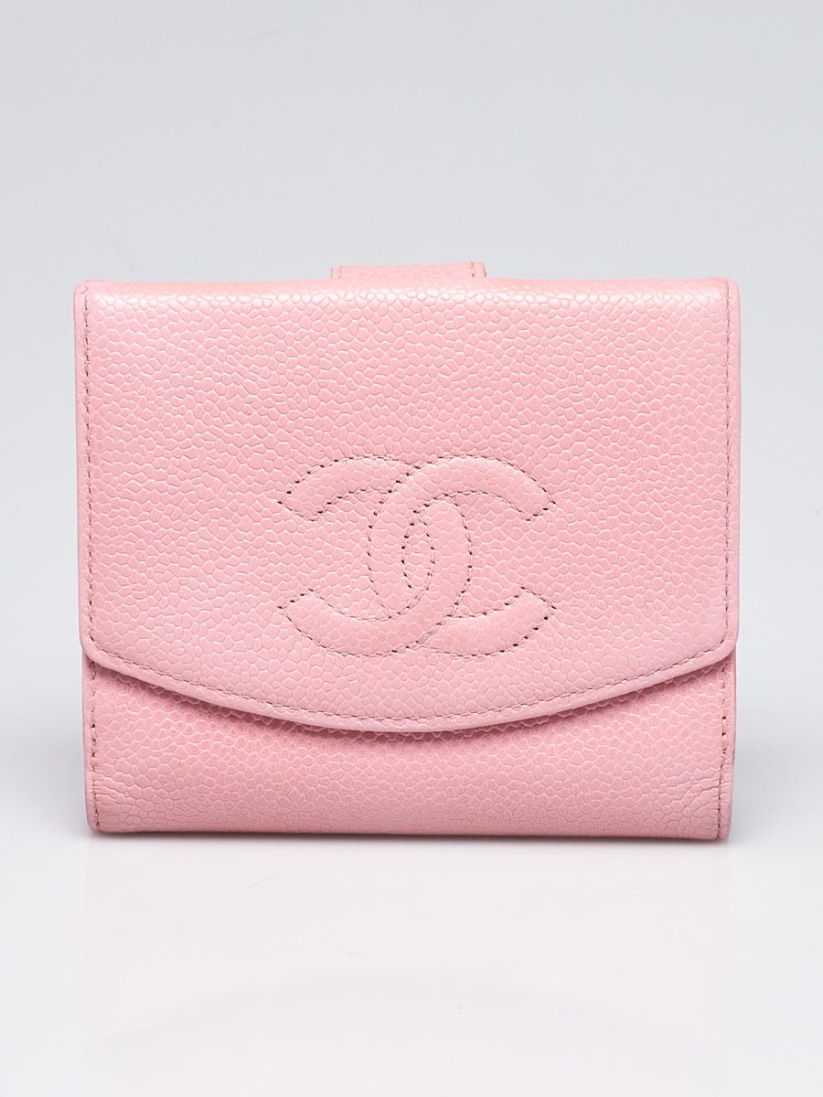 Chanel Pink Quilted Caviar Leather CC Card Holder - Yoogi's Closet