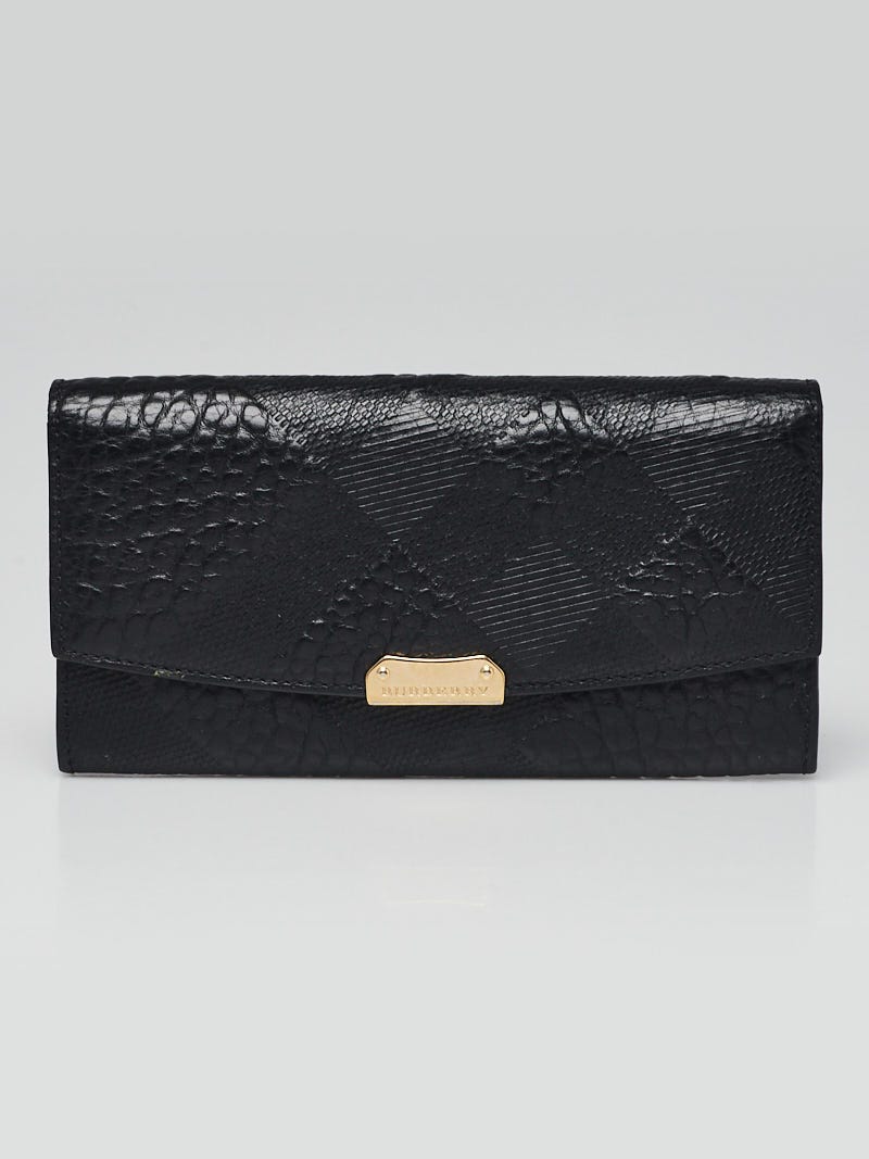 Burberry embossed-check Leather Wallet - Black
