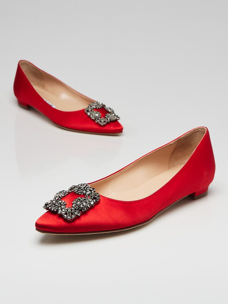 Red on sale satin flats