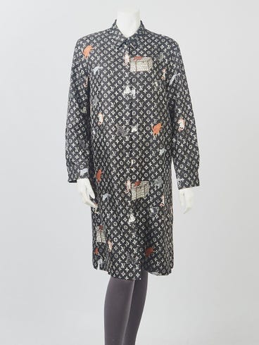 louis vuitton shirt dress LOUIS VUITTON Nouveau Monogram Shirt Dress Egg Shell. Size 42