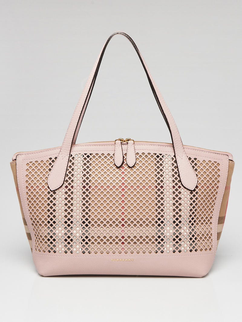 Burberry Pale Orchid Perforated Leather House Check Canvas