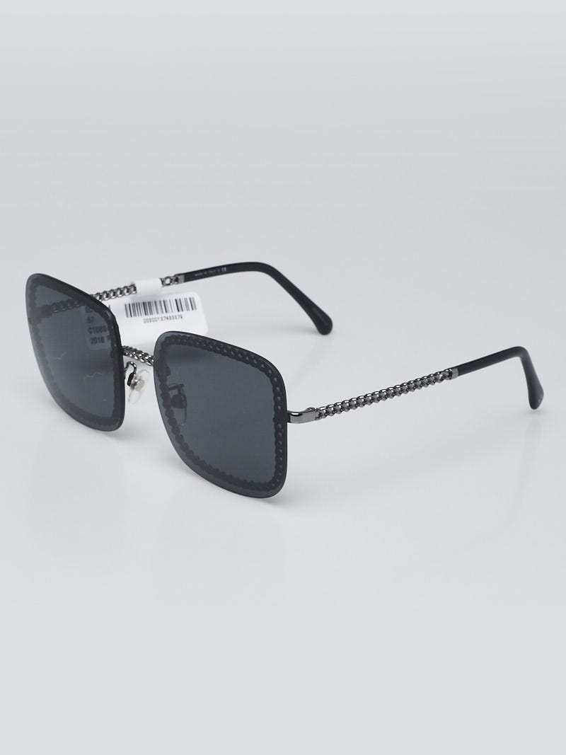 Chanel Black Metal Square Frame Sunglasses- 4244 - Yoogi's Closet