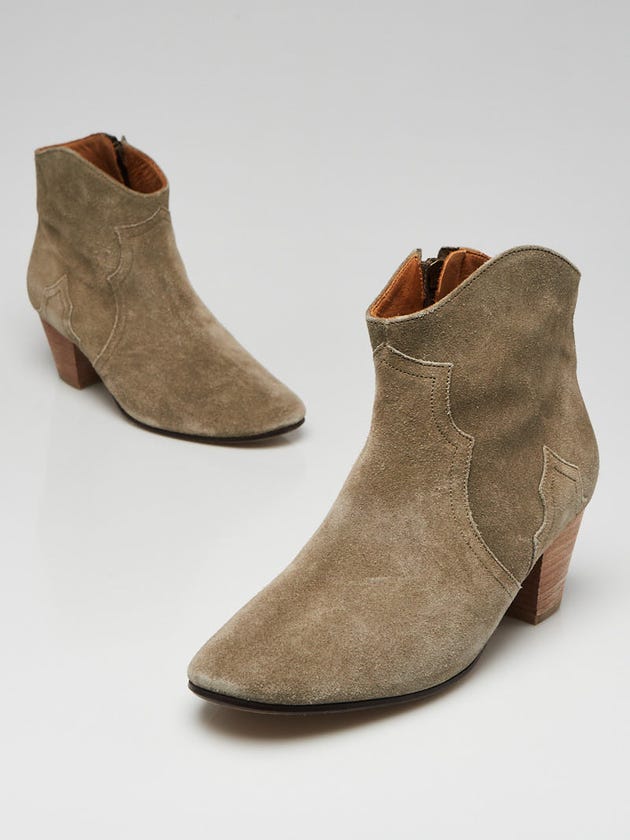 Isabel Marant Grey Suede Dicker Ankle Boots Size 7.5/38