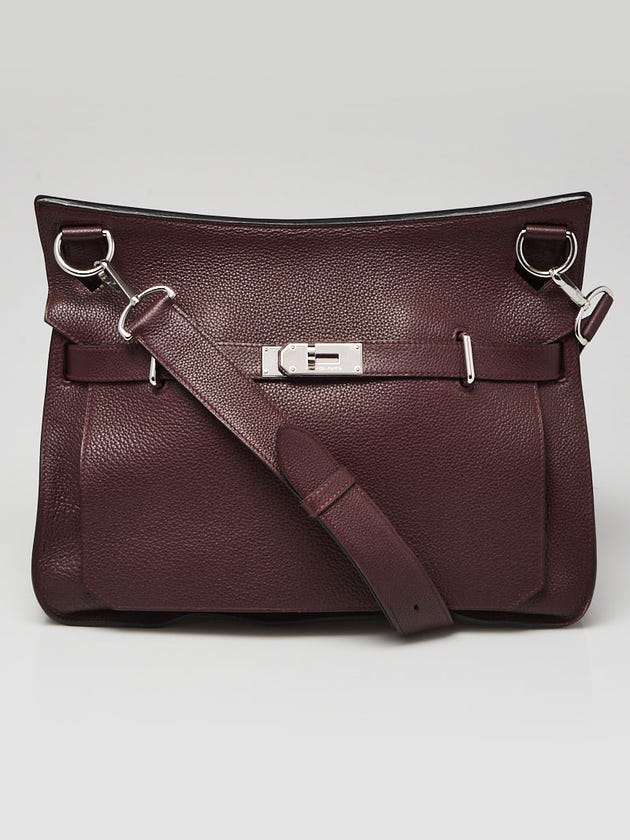 Hermes 34cm Bordeaux Togo Leather Palladium Plated Jypsiere Bag