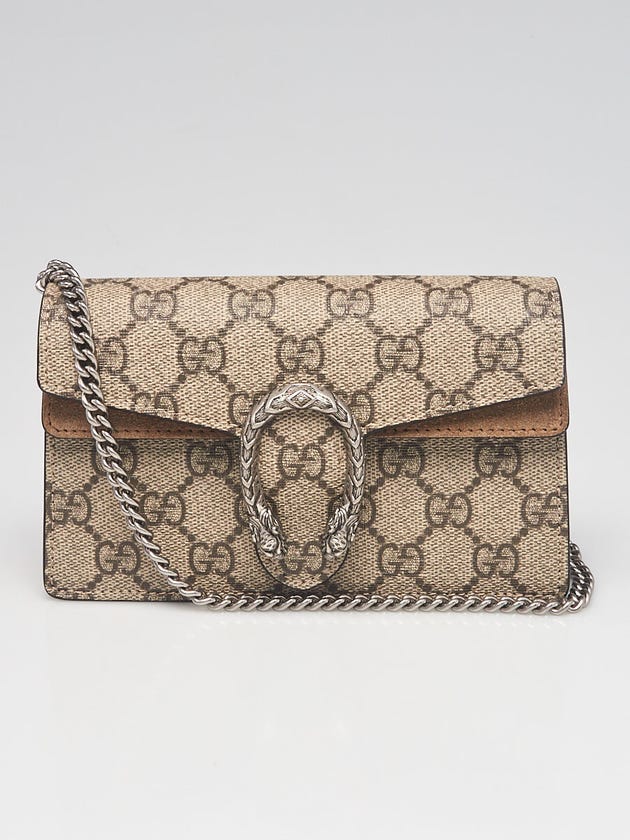 Gucci Beige/Ebony GG Supreme Coated Canvas/Suede Super Mini Dionysus Shoulder Bag