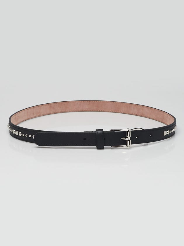 Gucci Black Smooth Leather Slim Studded Belt 80/32