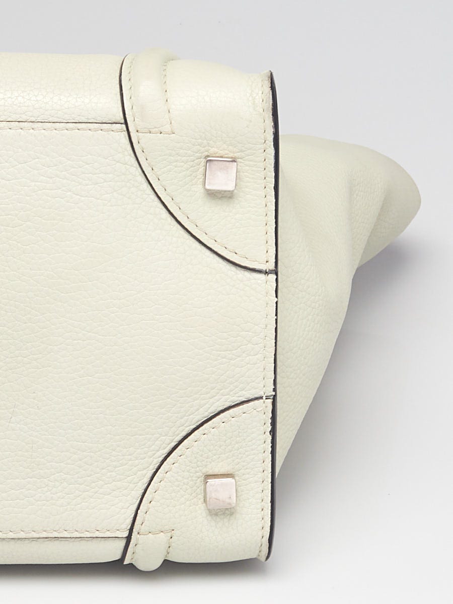 Celine Off White Pebbled Leather Mini Luggage Tote Bag