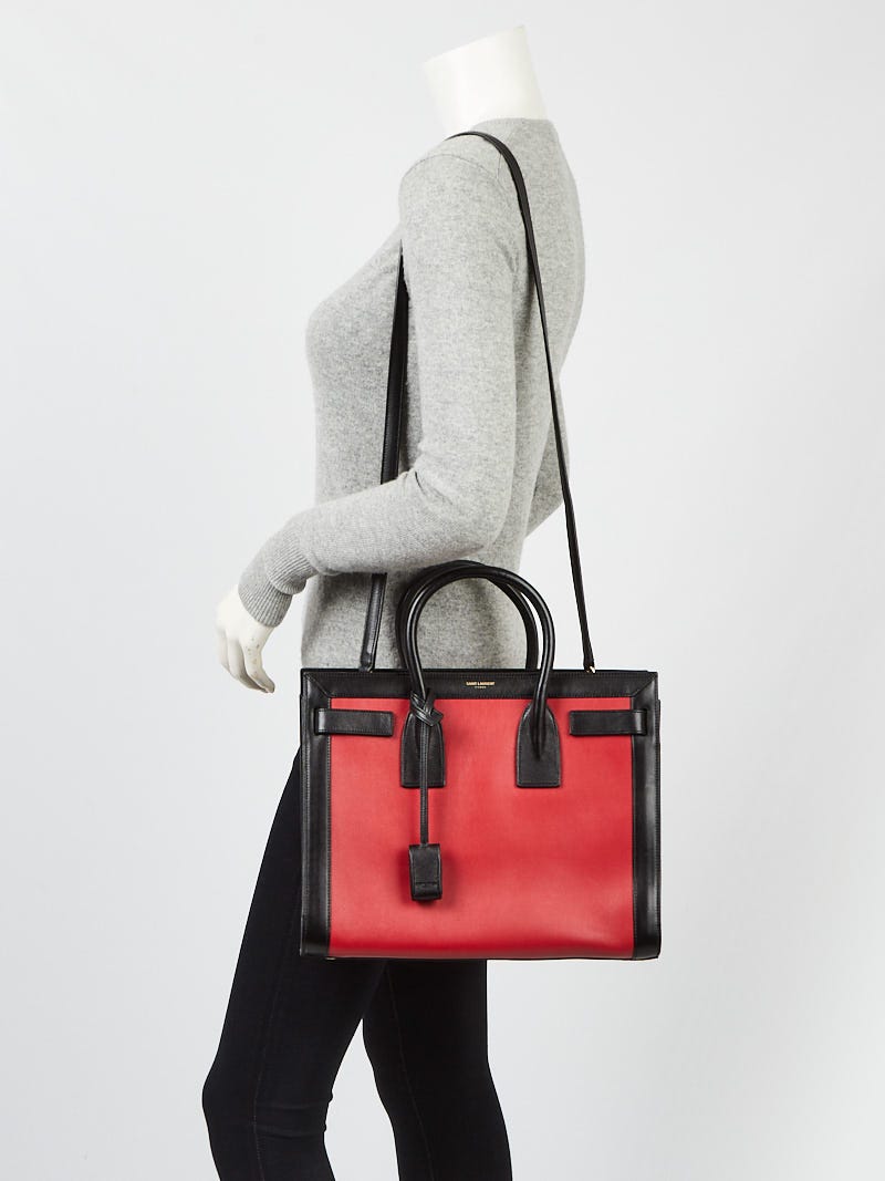 Yves Saint Laurent Black/Red Leather Small Sac de Jour Tote Bag