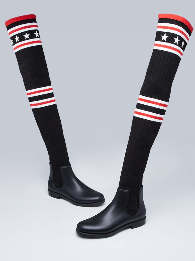 Givenchy Black Storm Over the Knee Sock Boot Size 8.5/39