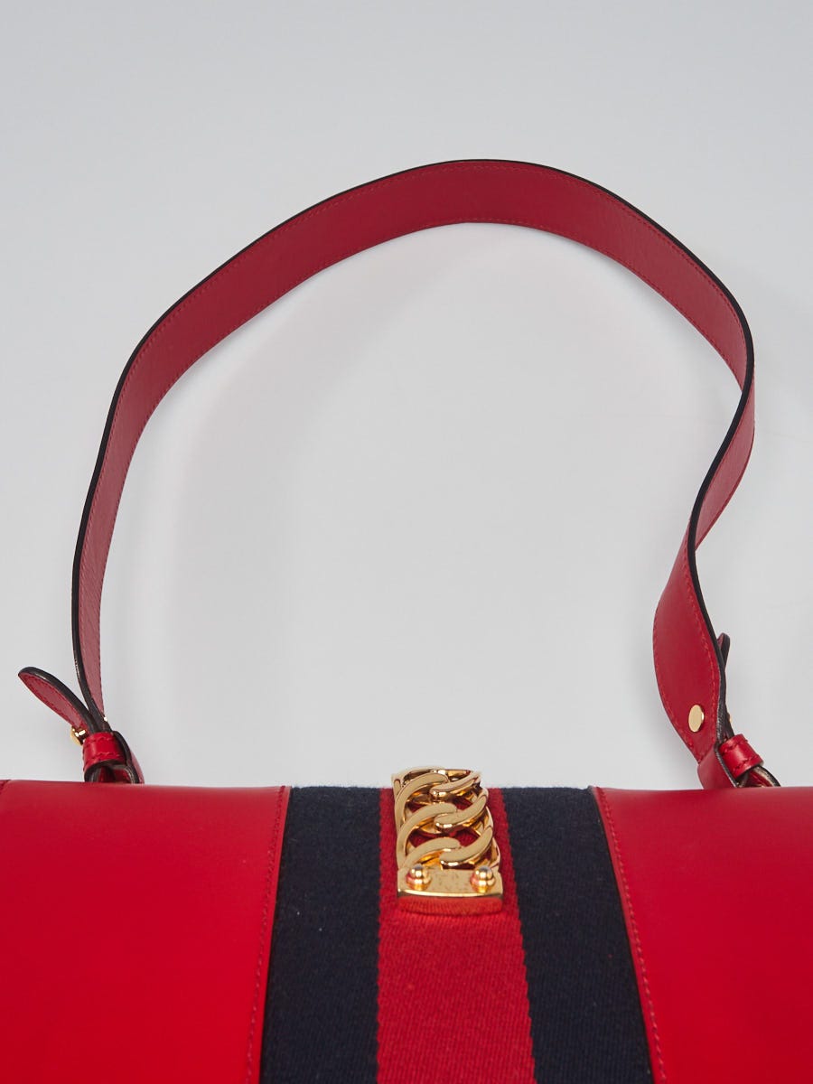 Gucci Red Leather Small Sylvie Bag Canvas with Gold Hardware – Sellier
