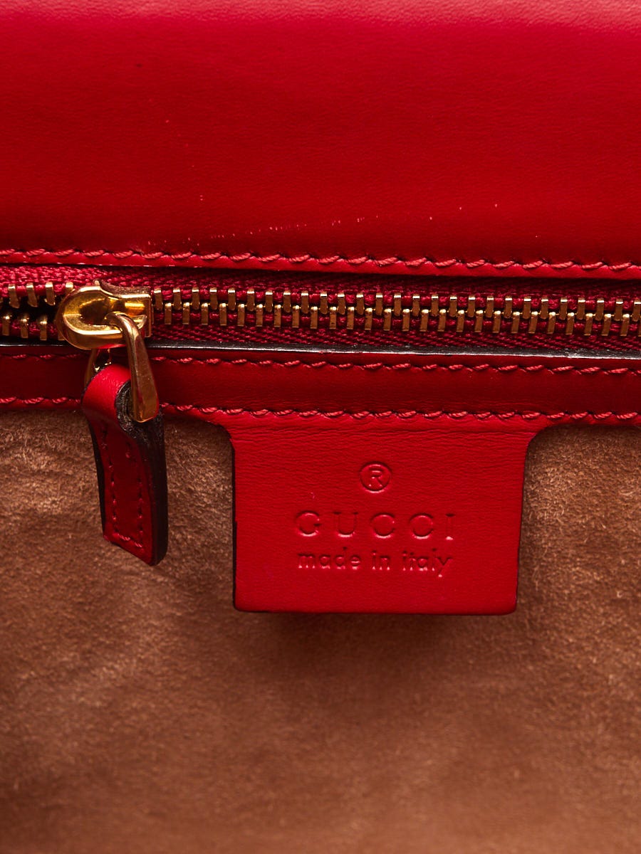 Gucci Red GG Embossed Velvet Small Backpack Bag - Yoogi's Closet