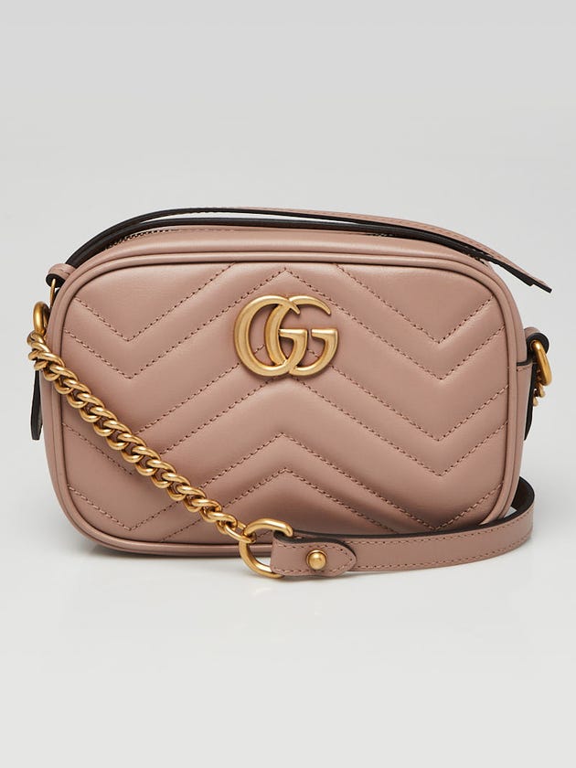 Gucci Beige Quilted Leather Mini Marmont Camera Bag