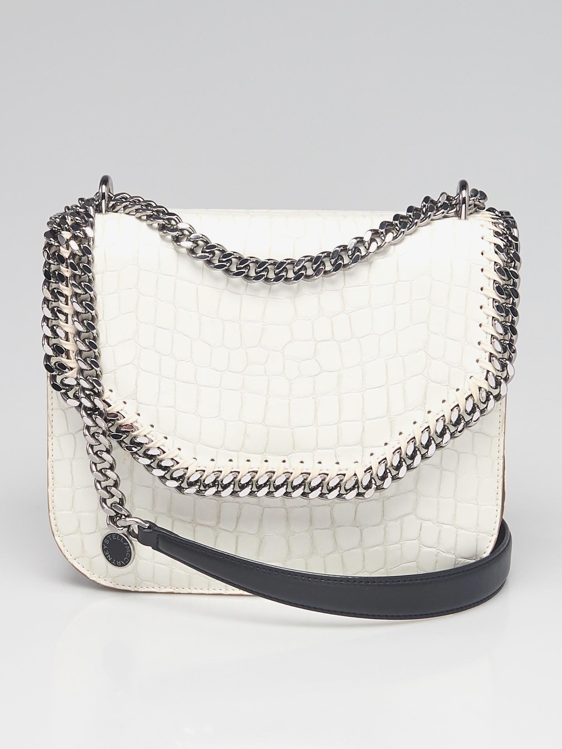 white crocodile handbag