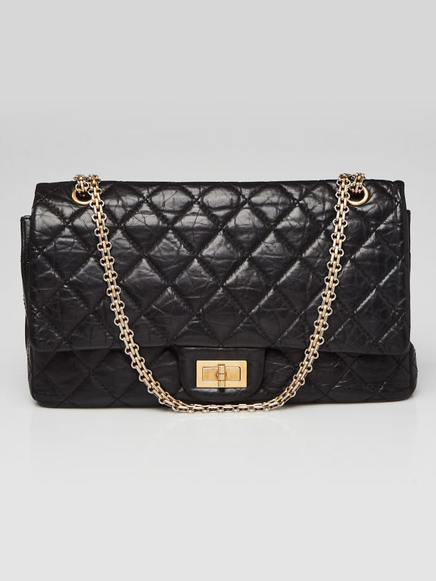 Chanel Black 2.55 Reissue Quilted Classic Calfskin Leather 227 Jumbo Flap Bag