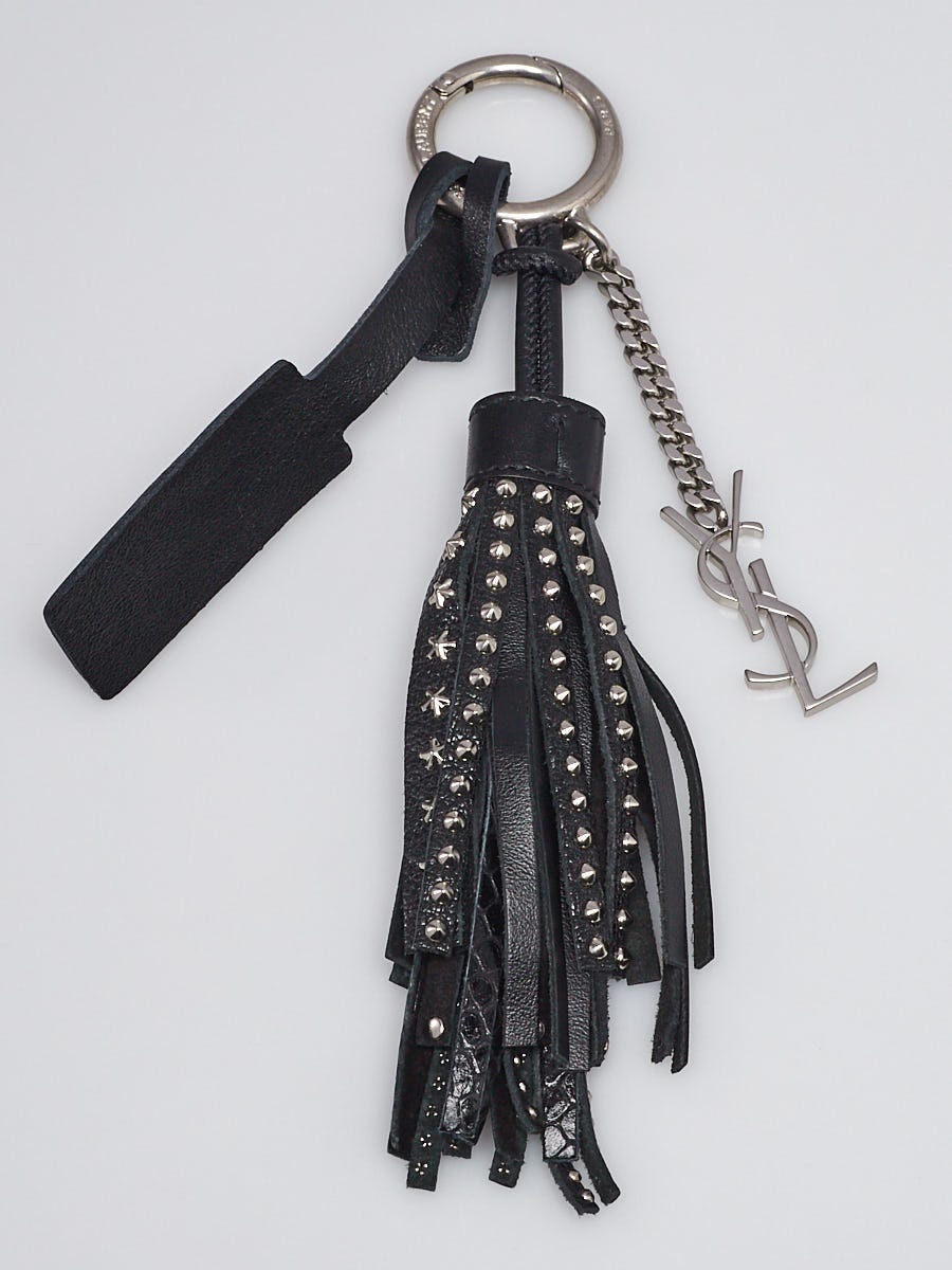 Vegan leather key ring Yves Saint Laurent Black in Vegan leather