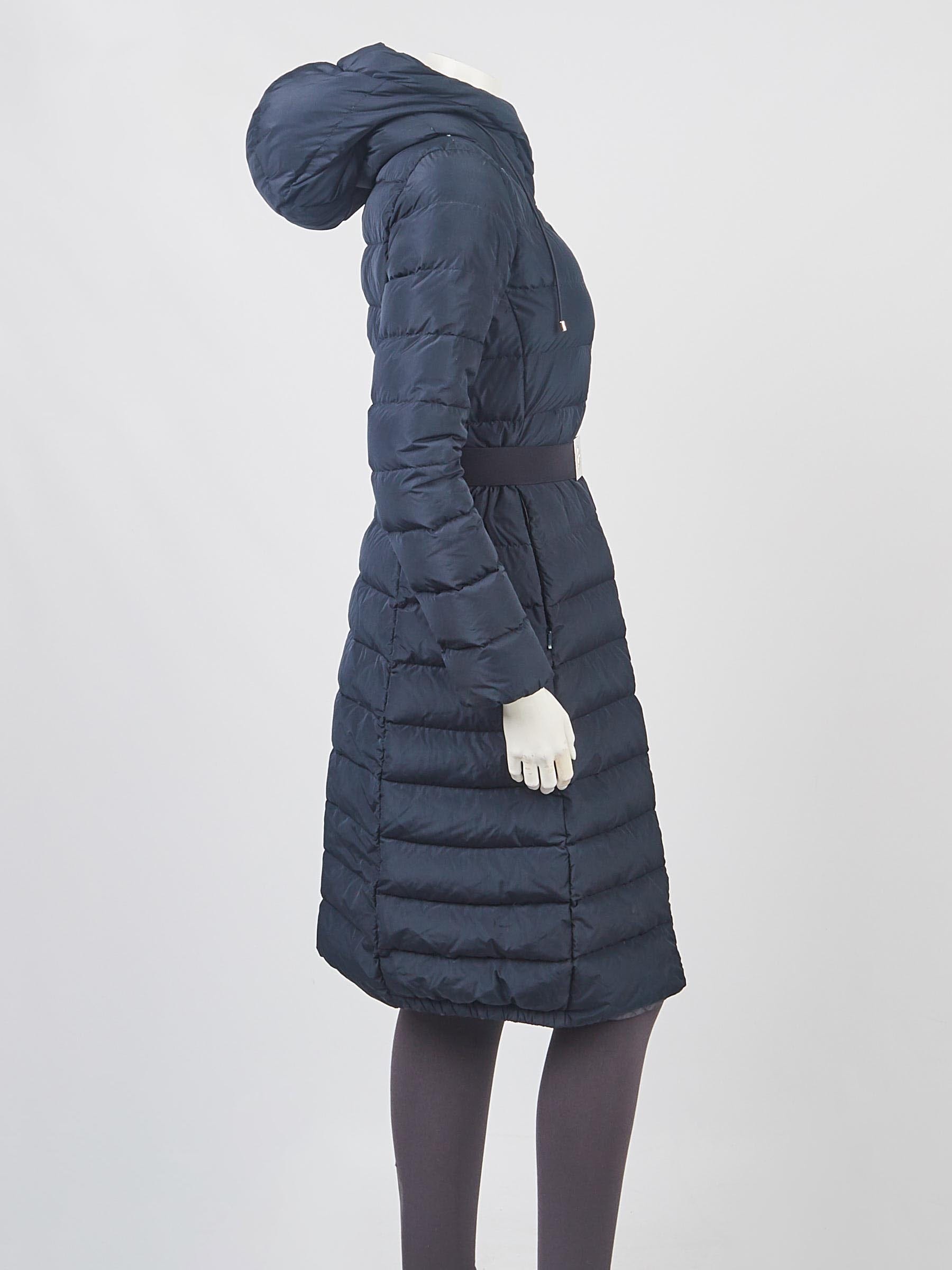 Moncler Navy Blue Quilted Nylon Water Resistant Imin Belted Jacket