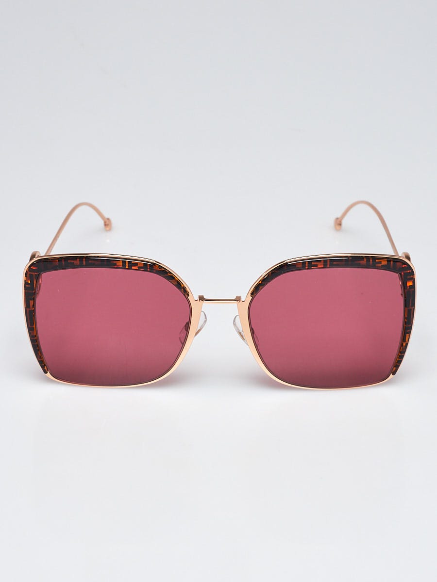 Fendi Rose Goldtone Metal Frame Oversized Square Sunglasses  display picture 3