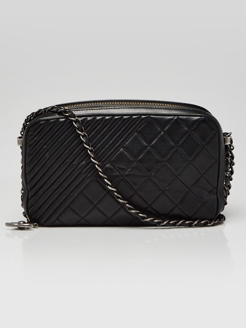 Chanel Black Quilted Lambskin Leather Mini O-Case Zip Pouch - Yoogi's Closet