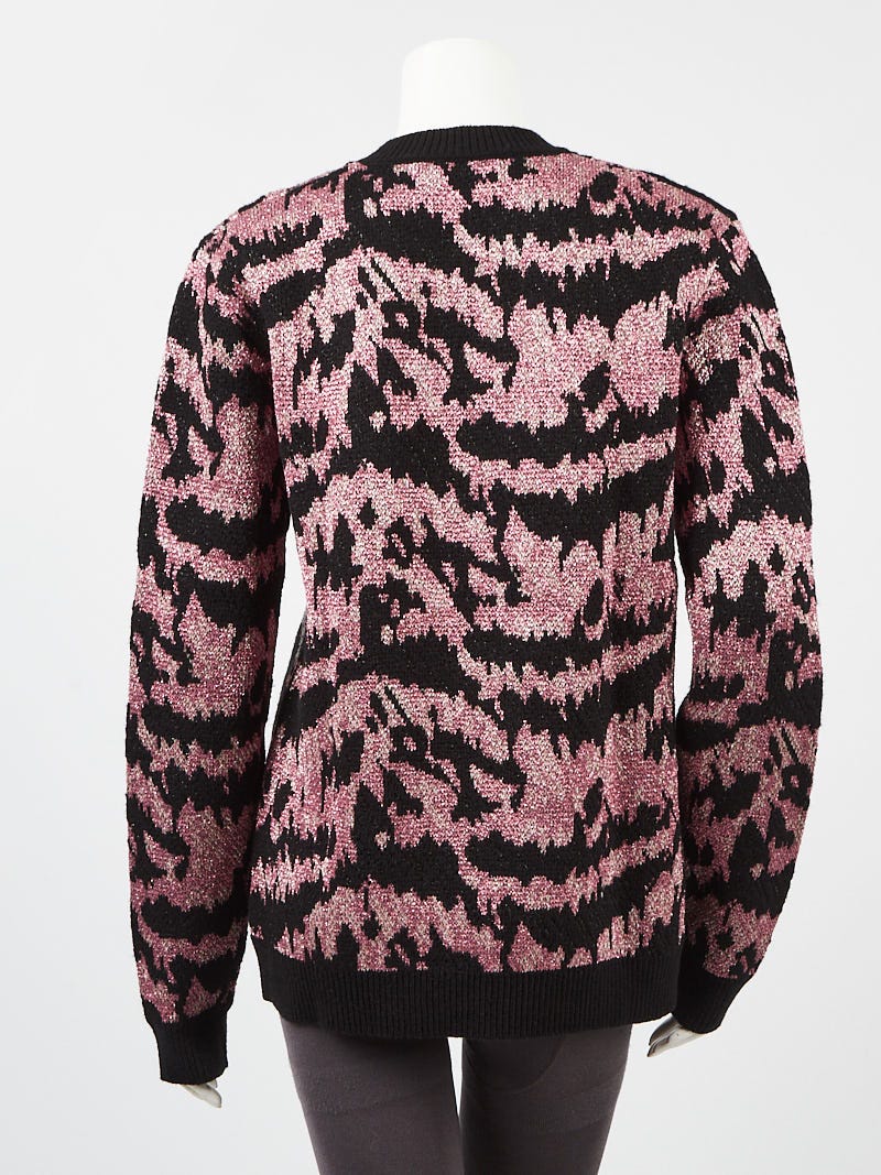 Gucci Black/Pink Tiger Wool Oversized Sweater Size XS