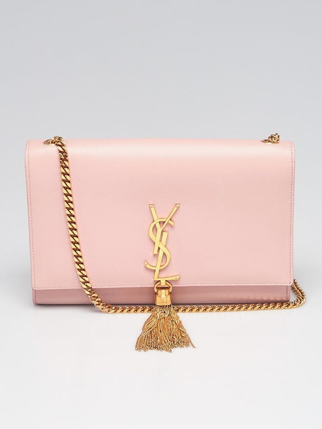 Yves Saint Laurent Pink Smooth Leather Monogram Medium Kate Flap Bag