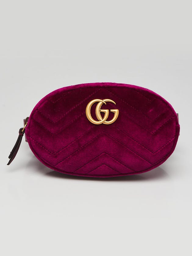 Gucci Purple Quilted Velvet GG Marmont Waist Belt Bag